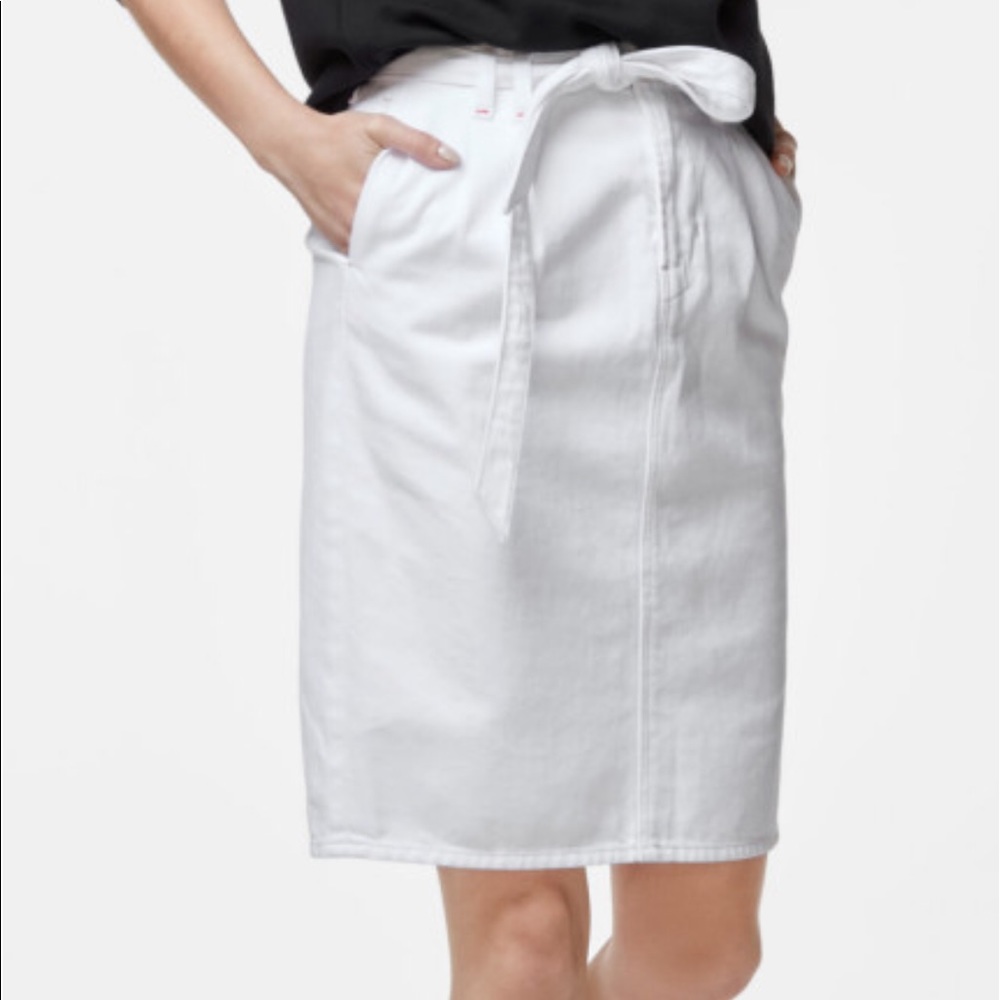 NWT J Brand Tie-Waist White Denim Skirt, 27 - Picture 2 of 8